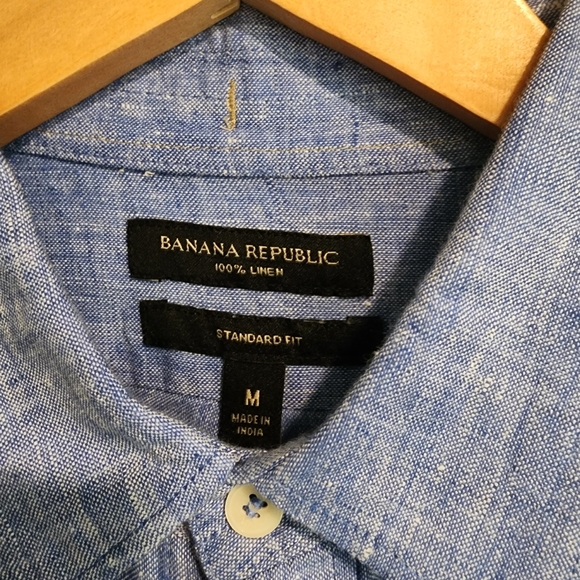Banana Republic Mens 100% Linen Light Blue Button Shirt Standard Fit Medium - Picture 2 of 6